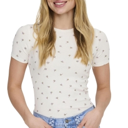 T-Shirt Blanc/Mauve Femme JDY Lucky