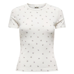 T-Shirt Blanc/Mauve Femme JDY Lucky