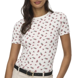 T-Shirt Blanc/Rouge Femme JDY Lucky