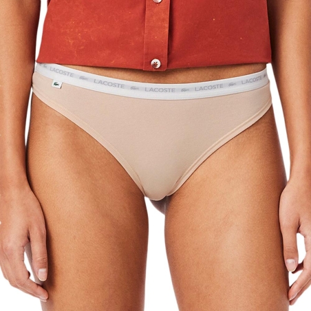 X3 Strings Beige Femme Lacoste Coton Stretch