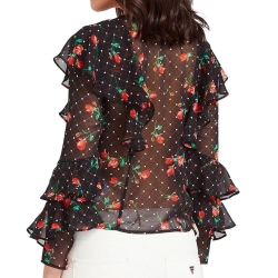 Blouse Noir à fleurs Femme Guess Rose