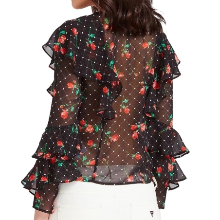 Blouse Noir à fleurs Femme Guess Rose
