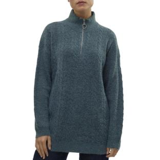 Pull 1/4 Zip Bleu Femme Vero Moda Mili