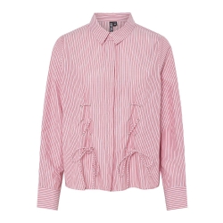 Chemise Rouge à Rayures Femme Pieces Fabriella