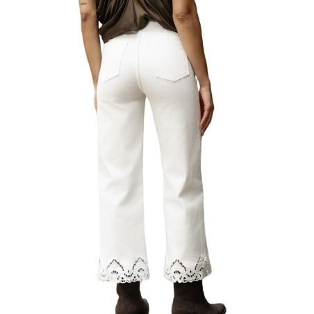 Jean Wide Blanc Femme Oraije Nola