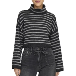 Pull Col roulé Noir/Gris Femme Only Talio