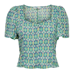 Blouse Verte/Blanche à Motifs Femme Only Alma