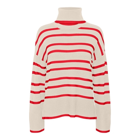 Pull Beige/Rouge Femme Vero Moda Saba