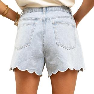 Short Bleu Femme Oraije Fleur