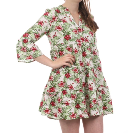 Robe Blanche/Fleurs Femme Vero Moda Easy