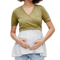 Blouse de grossesse et allaitement Kaki Femme Mamalicious Jennifer