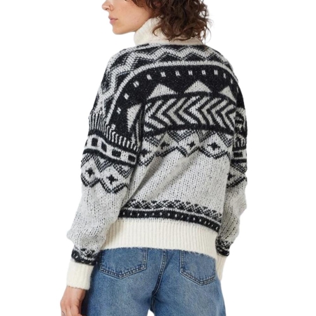 Pull Blanc/Noir Femme Noisy May Roll Neck