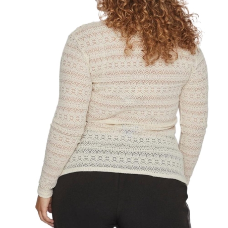 T-Shirt Manches Longues Femme Beige Vila Evoked Chikka