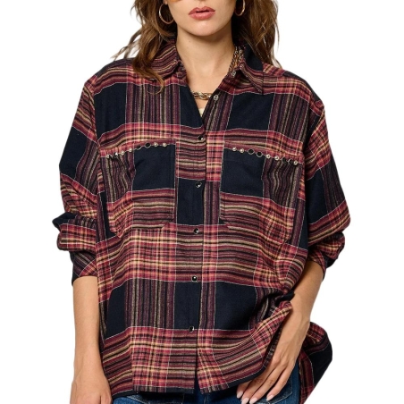 Chemise à Carreaux Marine/Rose Femme Kaporal STORM
