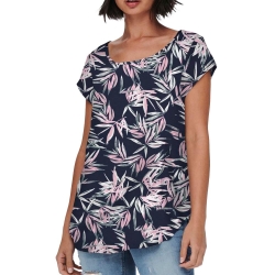 Top Marine/Rose à motifs Femme Only Nova