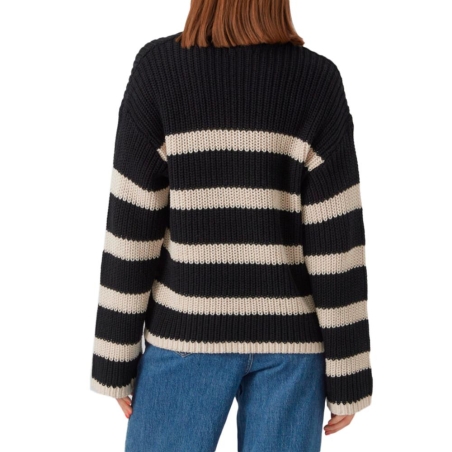Pull Noir/Beige Femme Vero Moda Hilda