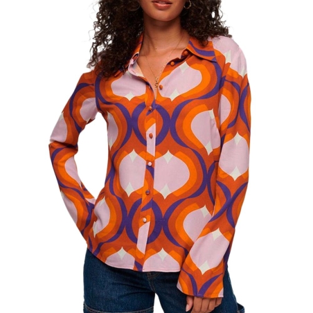 Chemise Orange/Rose à Motifs Femme Superdry 70s Print