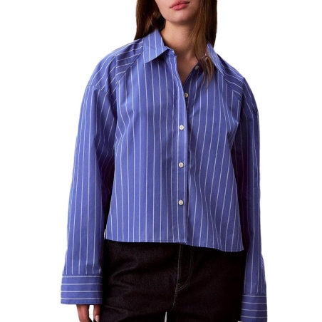 Chemise Rayures Bleu Femme Calvin Klein Jeans Stripe Boxy