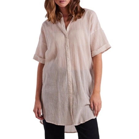 Chemise Beige à rayures Femme Pieces Terra