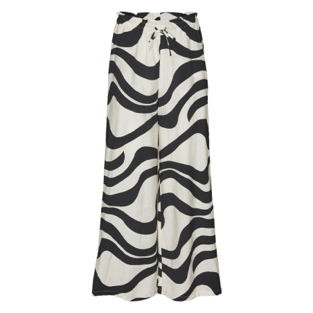 Pantalon fluide Beige/Noir Femme Vero Moda Lea