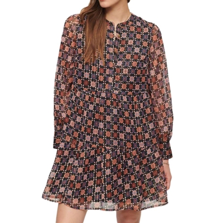Robe Noire à Motifs Femme Superdry Long Sleeve