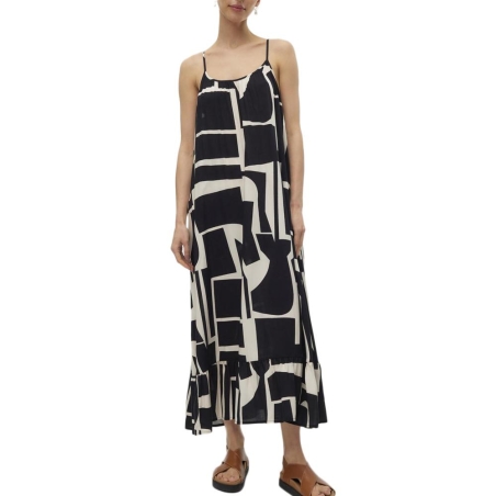 Robe Noir/Beige Femme Vero Moda Easy