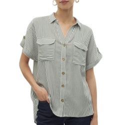 Chemise Blanche/Verte Femme Vero Moda Bumpy 10310139