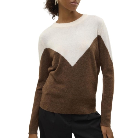 Pull Marron/Blanc Femme Vero Moda Plaza