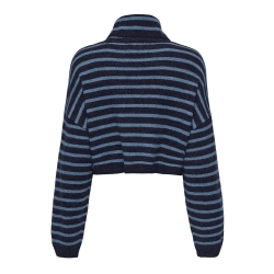 Pull Col roulé Bleu/Noir Femme Only Talio