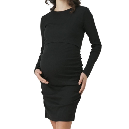 Robe de Grossesse et Allaitement Noire Femme Mamalicious Emily