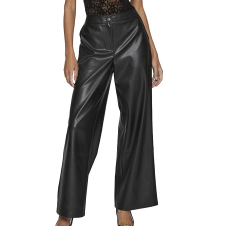Pantalon Similicuir Noir Femme Vila Vielie Wide
