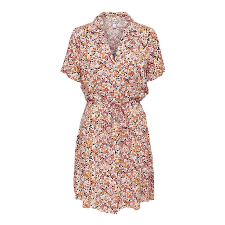 Robe Blanche/Orange à fleurs Femme JDY Starr