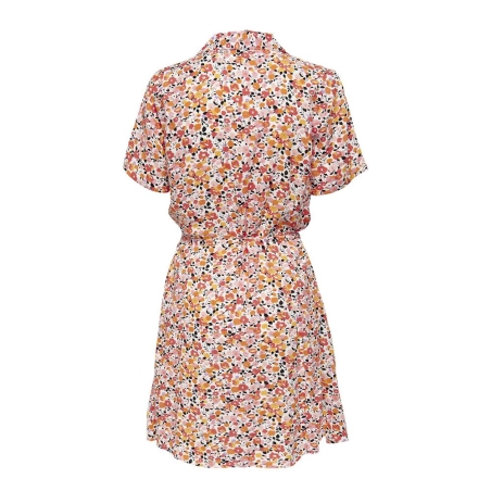 Robe Blanche/Orange à fleurs Femme JDY Starr