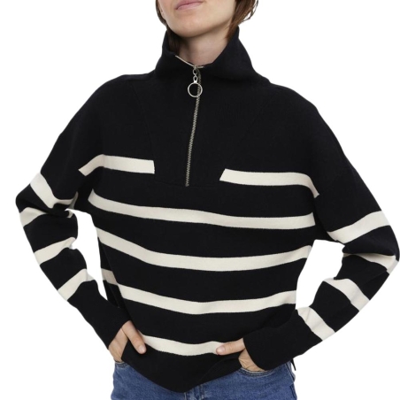 Pull Noir/beige Femme Vero Moda Saba