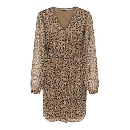 Robe Beige/Orange Femme Only Button