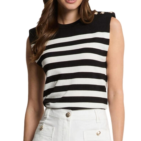 Pulls Noir/Blanc Femme Morgan Rayures