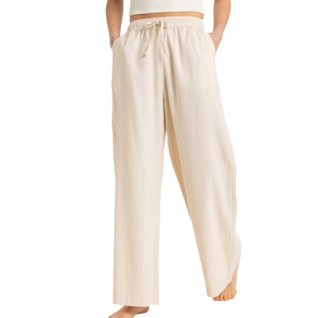 Pantalon fluide en Lin Écru Femme Roxy Lekeitio Break