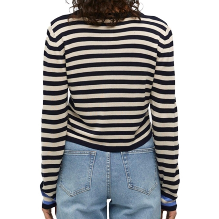 Pull Beige/Noir Femme Object Cropped