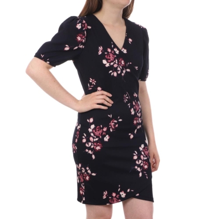 Robe Tulipe Marine/Rose à fleurs Femme Vero Moda Elisa
