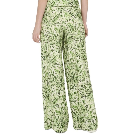 Pantalon fluide Imprimé Vert/Blanc Femme JDY Life Palazzo