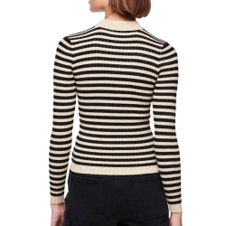 Pull Noir/Beige Brillant Femme Pieces Crista