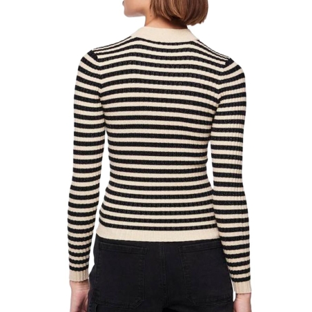 Pull Noir/Beige Brillant Femme Pieces Crista