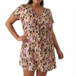 Robe Beige/Rose à Motifs Femme Vero Moda CURVE Easy