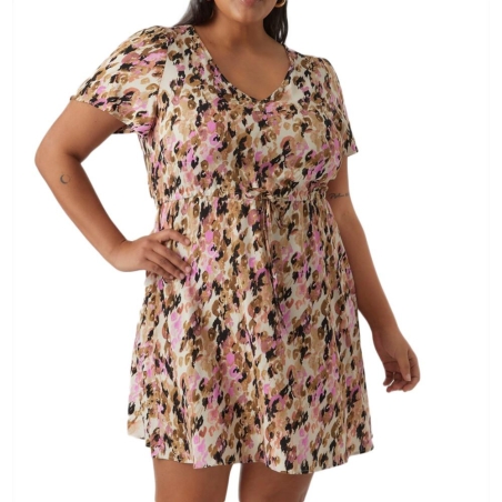 Robe Beige/Rose à Motifs Femme Vero Moda CURVE Easy