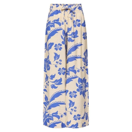Pantalon fluide Imprimé Beige/Bleu Femme JDY Life Palazzo
