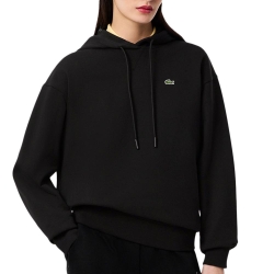 Sweat à Capuche Noir Femme Lacoste polaire surdimensionné
