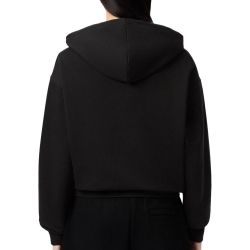 Sweat à Capuche Noir Femme Lacoste polaire surdimensionné