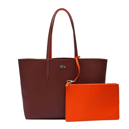Sac Cabas Réversible Bordeaux/Orange Femme Lacoste Anna
