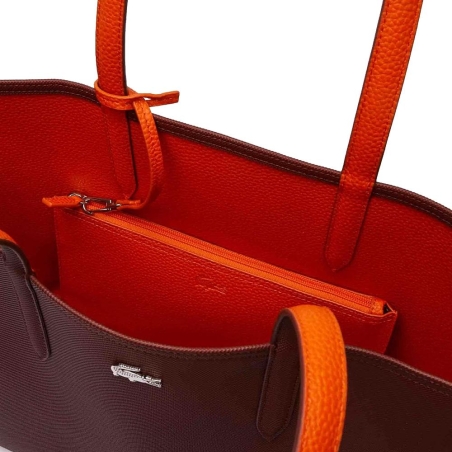 Sac Cabas Réversible Bordeaux/Orange Femme Lacoste Anna
