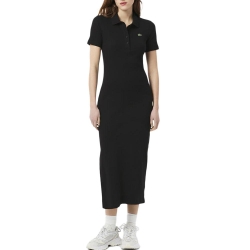 Robe Noir Femme Lacoste Longue Ribbed